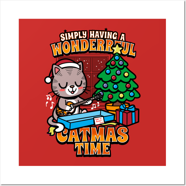 Christmas Cute Kawaii Cat Xmas Song Inspired Meme Gift For Cat Lovers Wall Art by BoggsNicolas